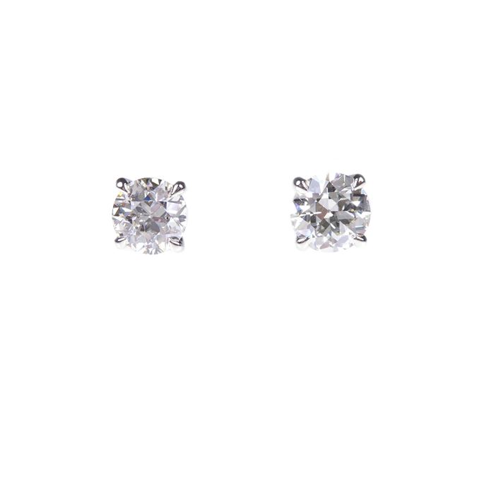 Pair of round brilliant cut diamond stud earrings | MasterArt